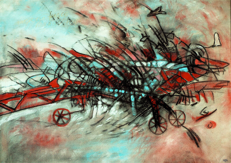 A.c.m. e con fuoco, ma non troppo 1, 59.5 x 84cm, Kohle & Acryl auf BW, 1991 - 02