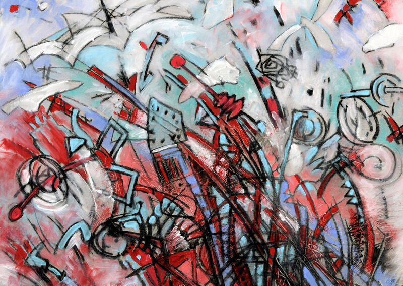 A.c.m. e con fuoco, ma non troppo 2, 59.5 x 84cm, Kohle & Acryl auf BW, 1991 - 03