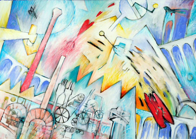 A.c.m. Overdrive, 59.5 x 84cm, Kohle & Acryl auf BW, 1991 - 06