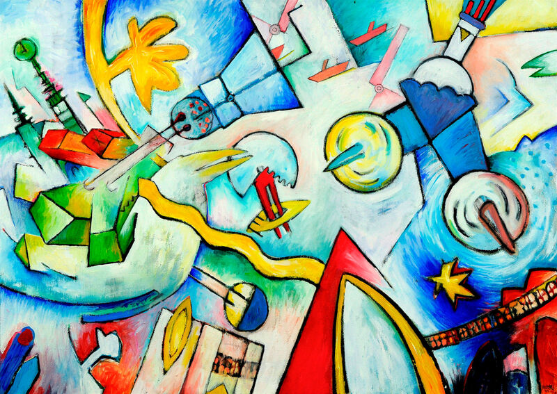 A.c.m. Passevite-Passetout-Flotte Lotte, 59.5 x 84cm, Kohle & Acryl auf BW, 1991 - 09