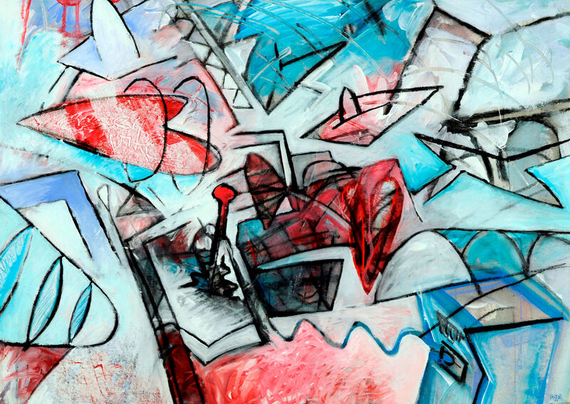 A.c.m. Radargestört, 59.5 x 84cm, Kohle & Acryl auf BW, 1991 - 10