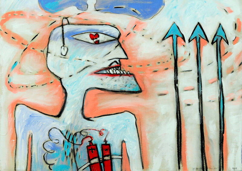 A.c.m. Walk man! (Heartbreaker), 59.5 x 84cm, Kohle & Acryl auf BW, 1991 - 15