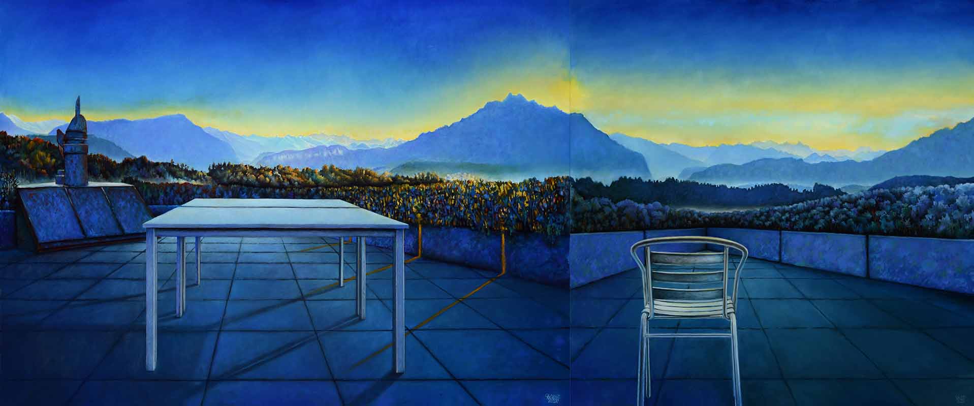 I wish I knew...(als Diptychon), Öl LW, 100x240cm, 2024