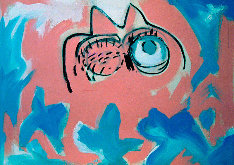 Childrenscorner 08, pussycat's heartache,59.5x84, Acryl auf BW, 1991