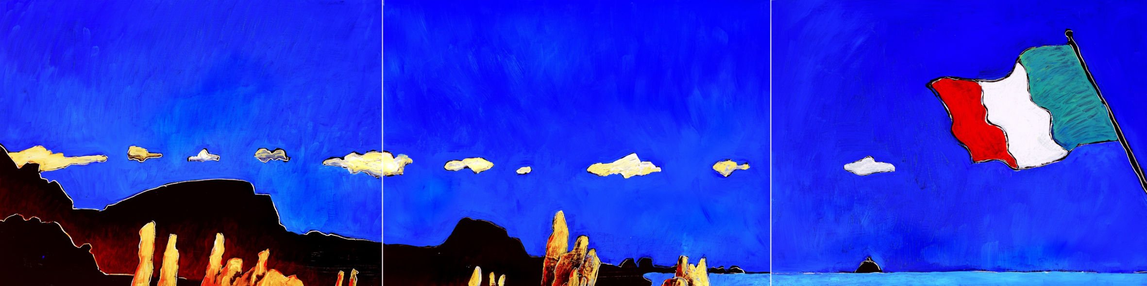 Courant d'air 0,Triptychon, 60 x 240cm, Acryl auf HK, 2001