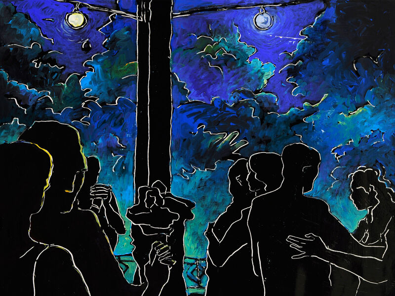 Courant d'air 1, (Sommernachtsfest 2), 60 x 80cm, Acryl auf HK, 1993 - 05