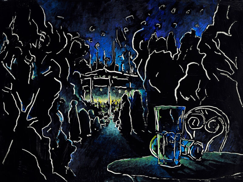 Courant d'air 1, (Sommernachtsfest 3), 60 x 80cm, Acryl auf HK, 1993 - 06