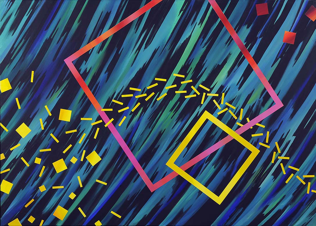 Energiefelder-NoiseSignals", Acryl auf LW, 100 x 140cm,1986 - 06