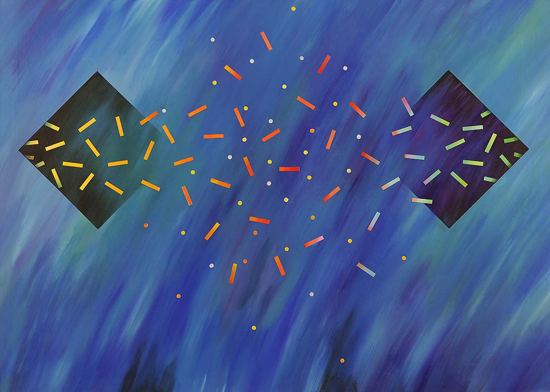 Energiefelder-NoiseSignals", Acryl auf LW, 100 x 140cm,1986 - 09