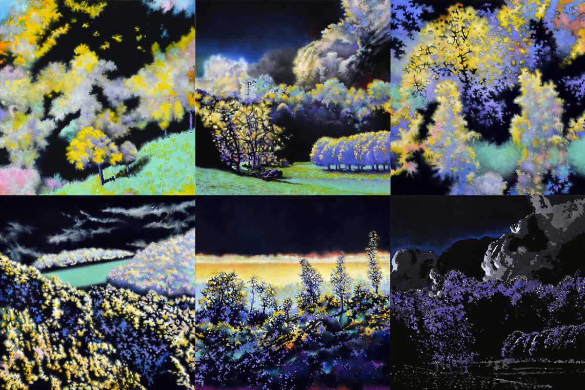 Les parfums d'un soir d'été"
6er-Kompilation, 120x180cm,
Öl LW,2026