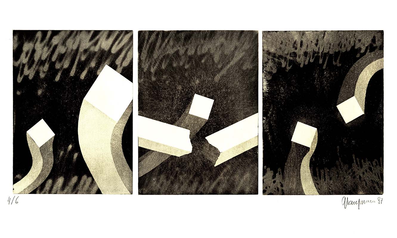 46 Energiefelder 6, 20 x 45.5cm auf Bütten (54x76),1987