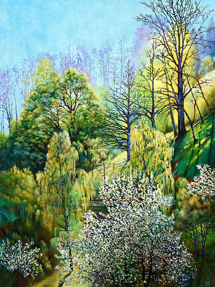 Westwärts-Übergang" (Nr.55), Öl/LW, 120x160cm, 2024
(vergl. "Landschaft - Spaziergänge im engen Radius" - grössere Formate und Kompilationen)
