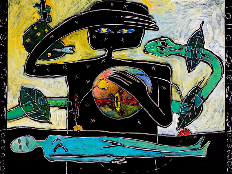 Minoischer Glaukos, trennen-verbinden, Acryl auf HK, 60 x 80cm, 1994 - 02