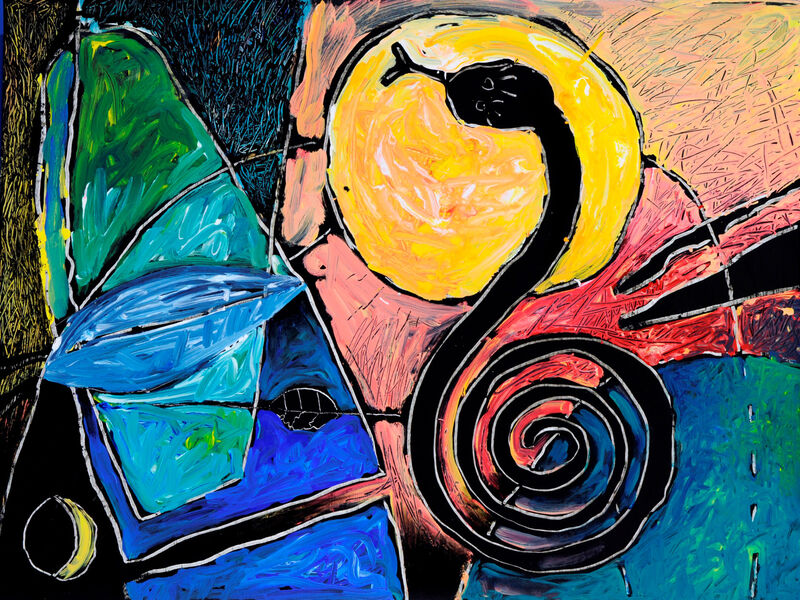 Minoischer Glaukos, trennen-verbinden, Acryl auf HK, 60 x 80cm, 1994 - 04