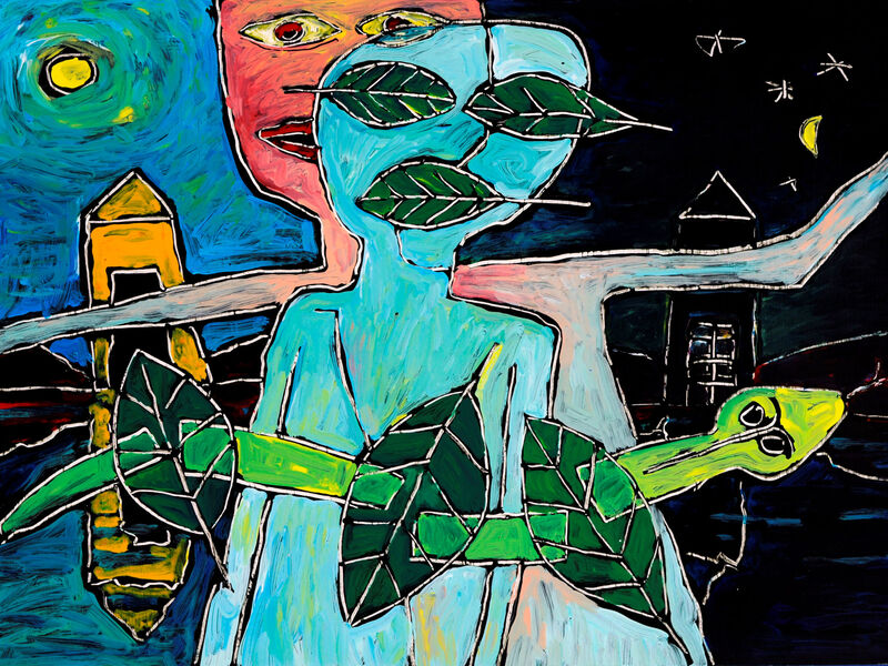 Minoischer Glaukos, trennen-verbinden, Acryl auf HK, 60 x 80cm, 1994 - 05