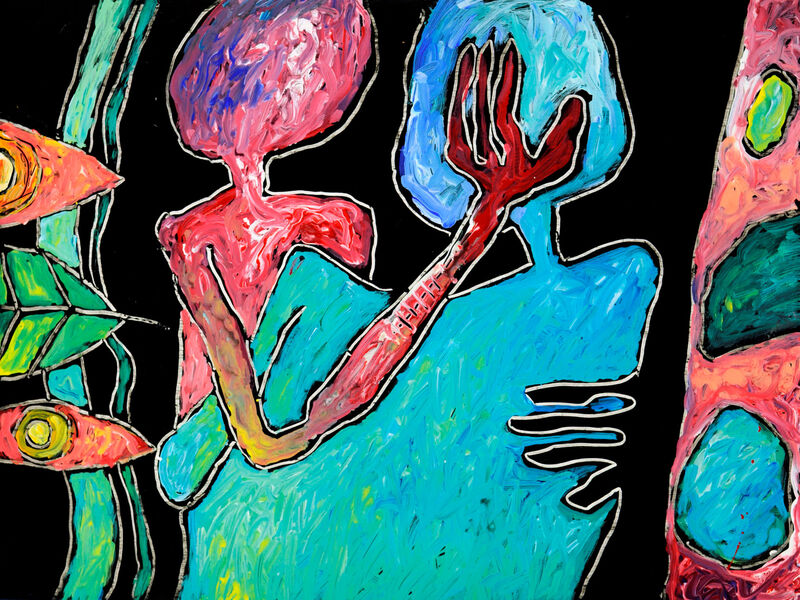 Minoischer Glaukos, trennen-verbinden, Acryl auf HK, 60 x 80cm, 1994 - 06