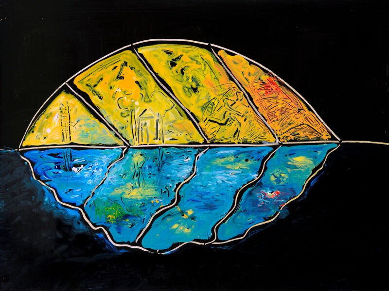 Minoischer Glaukos, trennen-verbinden, Acryl auf HK, 60 x 80cm, 1994 - 08