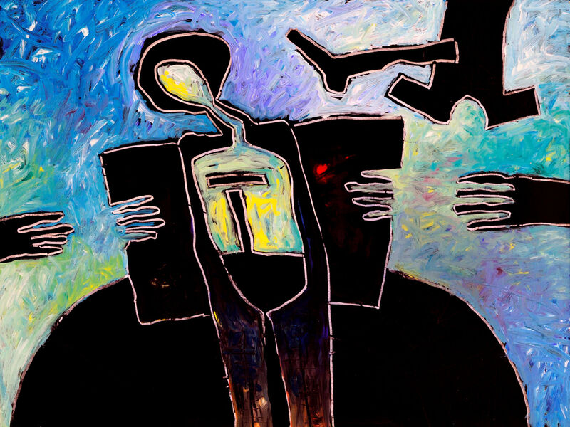 Minoischer Glaukos, trennen-verbinden, Acryl auf HK, 60 x 80cm, 1994 - 10