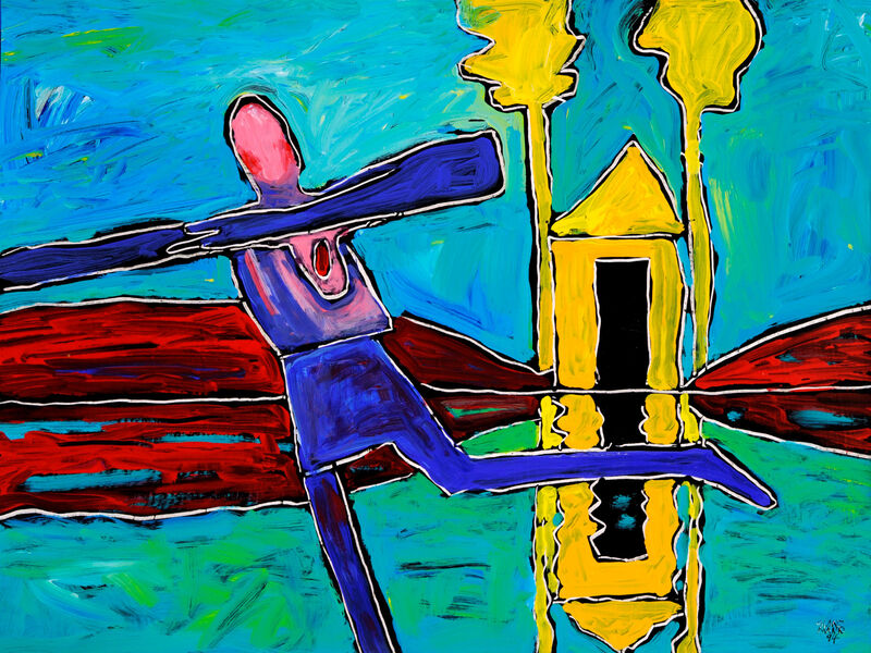 Minoischer Glaukos, trennen-verbinden, Acryl auf HK, 60 x 80cm, 1994 - 11