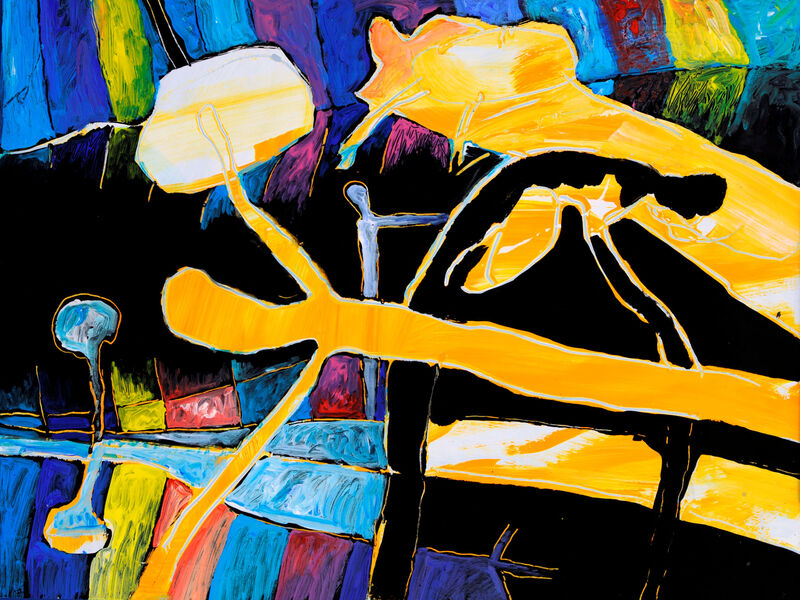 Minoischer Glaukos, trennen-verbinden, Acryl auf HK, 60 x Minoischer Glaukos, trennen-verbinden, Acryl auf HK, 60 x 80cm, 1994 - 16
