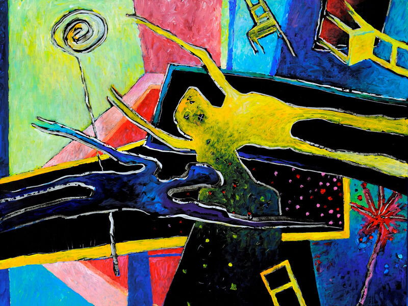Minoischer Glaukos, trennen-verbinden, Acryl auf HK, 60 x 80cm, 1994 - 14