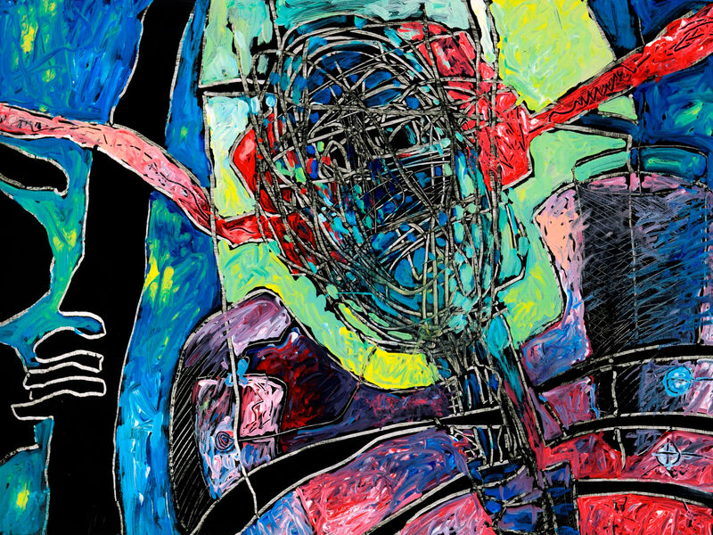 Minoischer Glaukos, trennen-verbinden, Acryl auf HK, 60 x 80cm, 1994 - 13