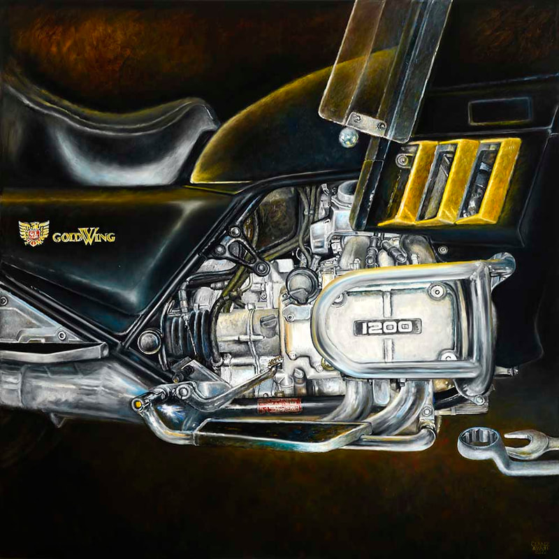 Vergl.Zyklus Interiors, "Metal Heart",
Öl auf LW, 100x100cm,2022