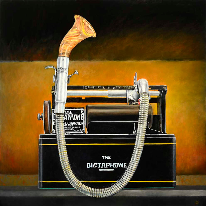obsolete objects "Waxvoice 1", Öl LW, 100x100cm, 2022