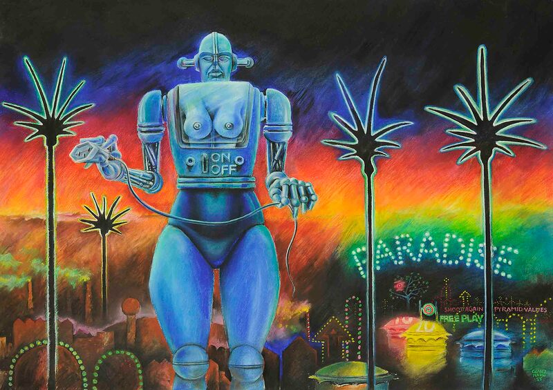 15 Paradiesische-Landschaft 3, Pastell auf Papier, 92x128cm, 1985