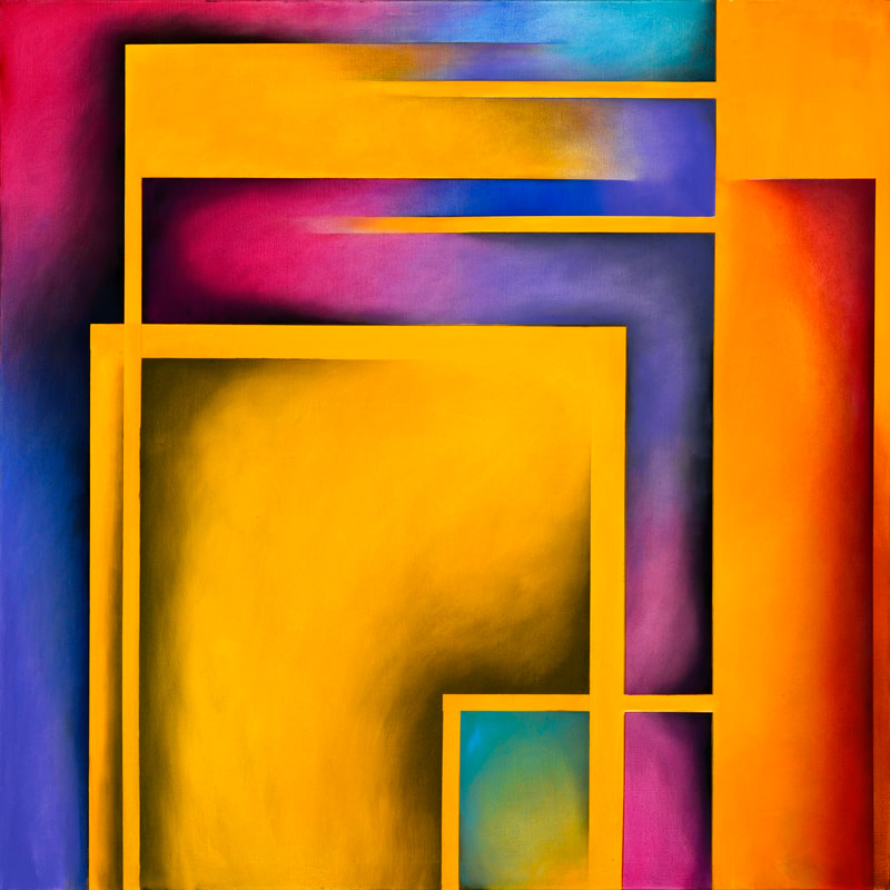 Int.Passage 14, Öl auf LW, 100 x 100cm, 2012,überarbeitet 2025