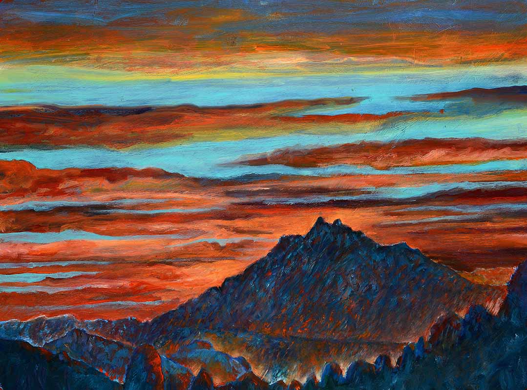 Pizzalandschaft, Ölfarbe auf Pizzakarton, 28.5 x 38.5cm, 2000/01 - 02