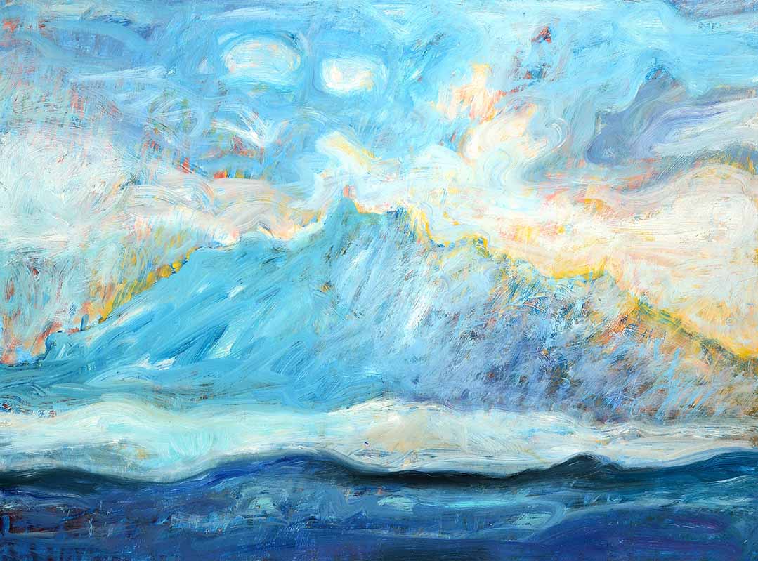Pizzalandschaft, Ölfarbe auf Pizzakarton, 28.5 x 38.5cm, 2000/01 - 06
