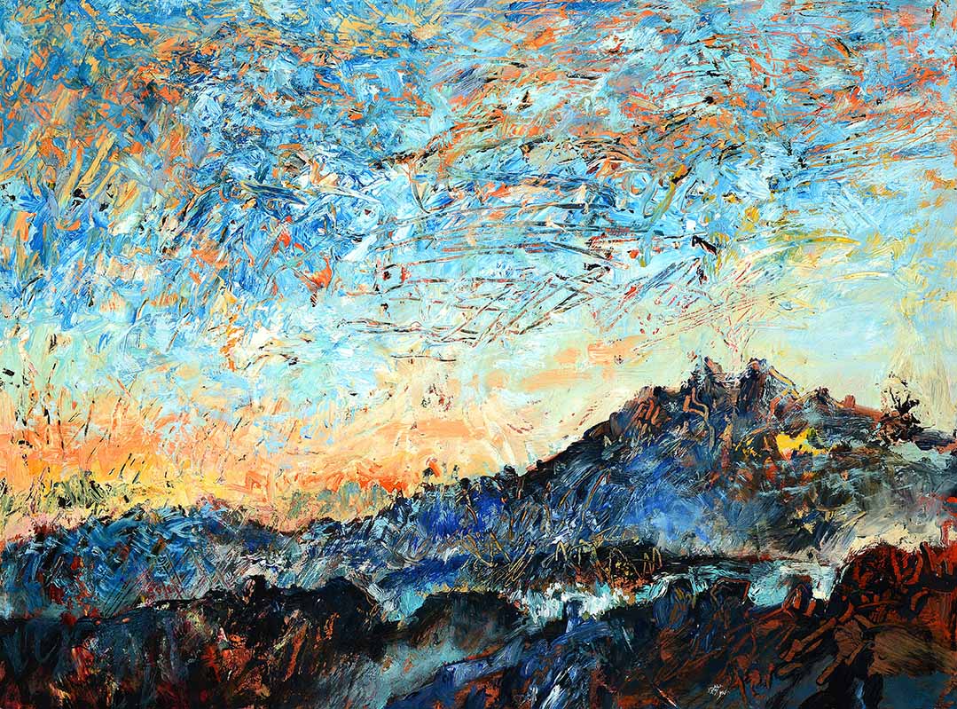 Pizzalandschaft, Ölfarbe auf Pizzakarton, 28.5 x 38.5cm, 2000/01 - 09