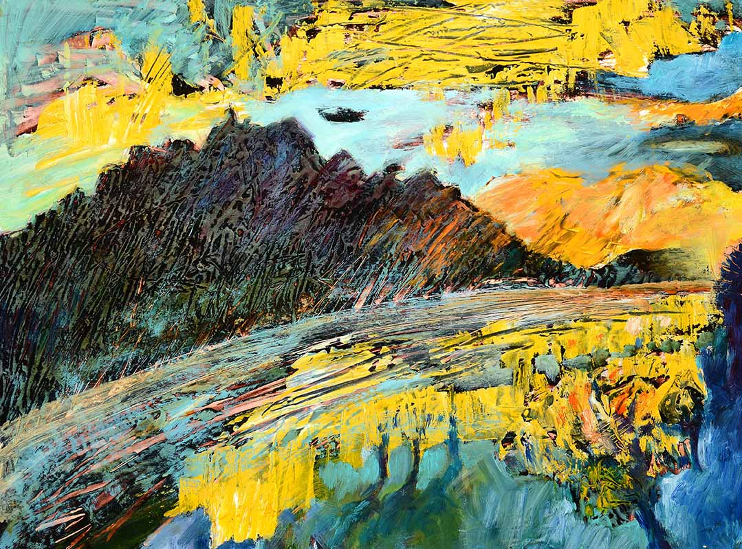 Pizzalandschaft, Ölfarbe auf Pizzakarton, 28.5 x 38.5cm, 2000/01 - 10