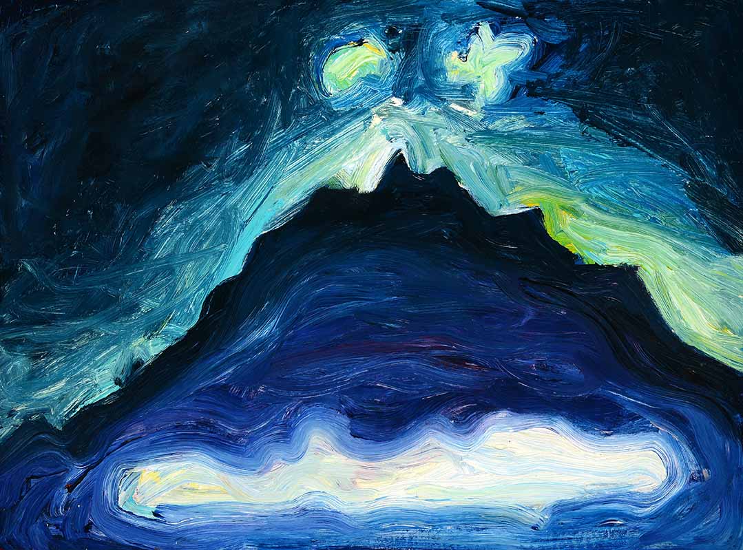 Pizzalandschaft, Ölfarbe auf Pizzakarton, 28.5 x 38.5cm, 2000/01 - 11