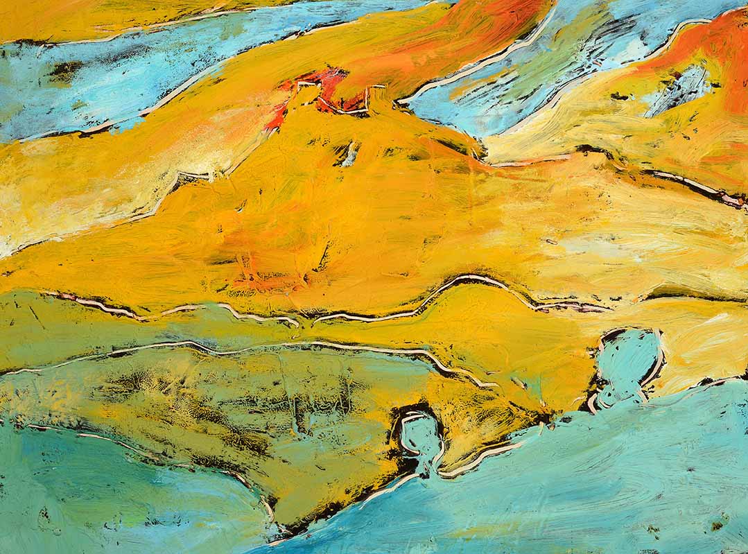 Pizzalandschaft, Ölfarbe auf Pizzakarton, 28.5 x 38.5cm, 2000/01 - 13