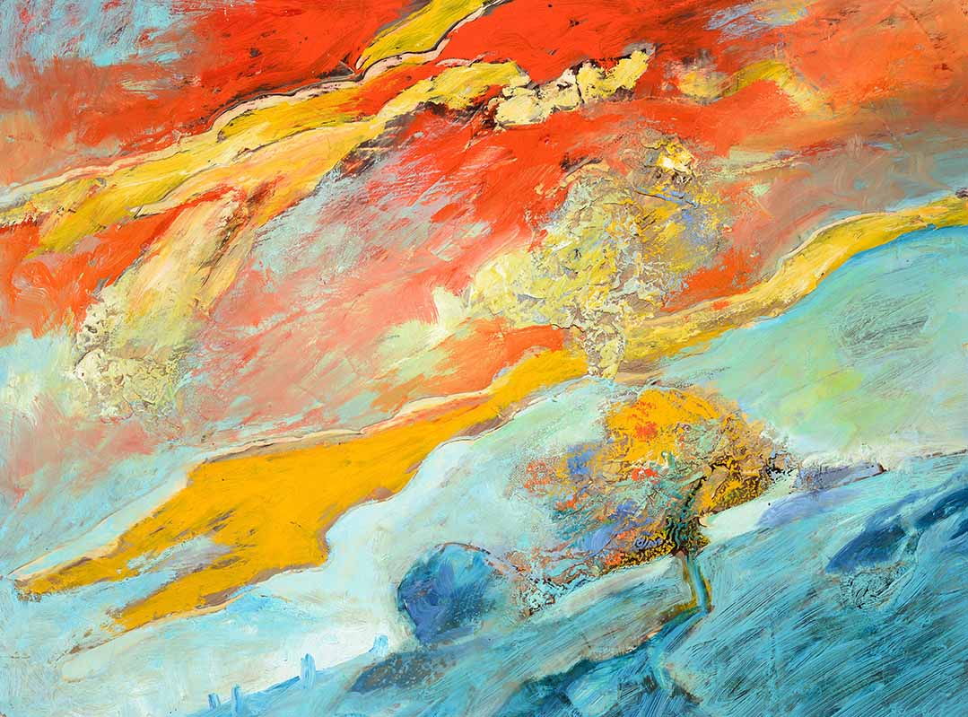 Pizzalandschaft, Ölfarbe auf Pizzakarton, 28.5 x 38.5cm, 2000/01 - 14