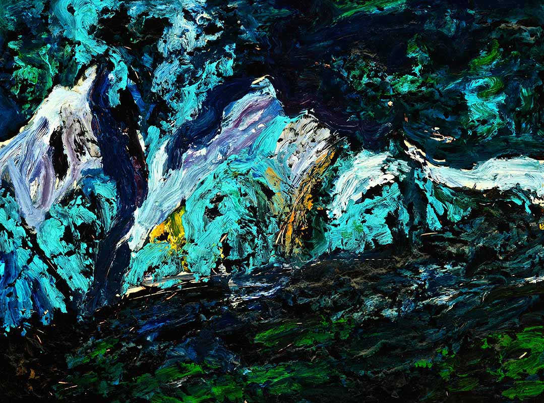 Pizzalandschaft, Ölfarbe auf Pizzakarton, 28.5 x 38.5cm, 2000/01 - 18