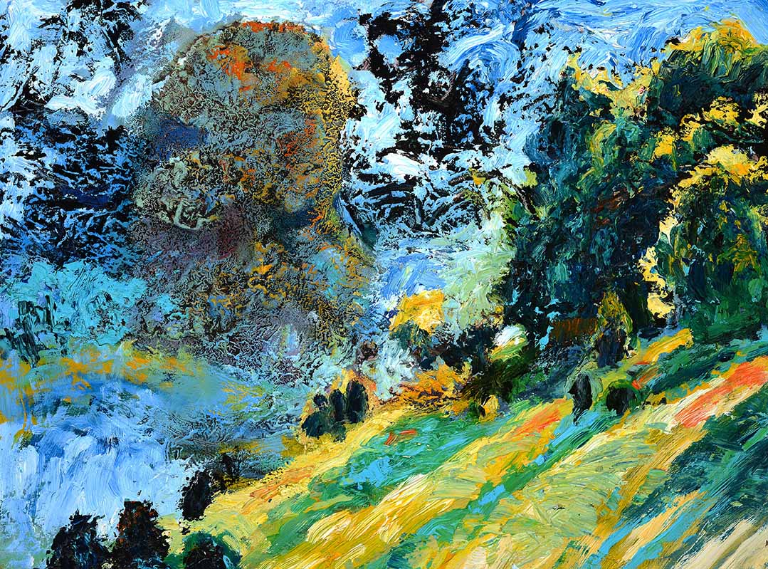 Pizzalandschaft, Ölfarbe auf Pizzakarton, 28.5 x 38.5cm, 2000/01 - 18