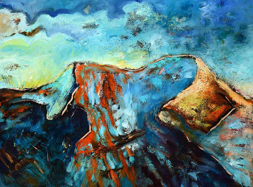 Pizzalandschaft, Ölfarbe auf Pizzakarton, 28.5 x 38.5cm, 2000/01 - 21