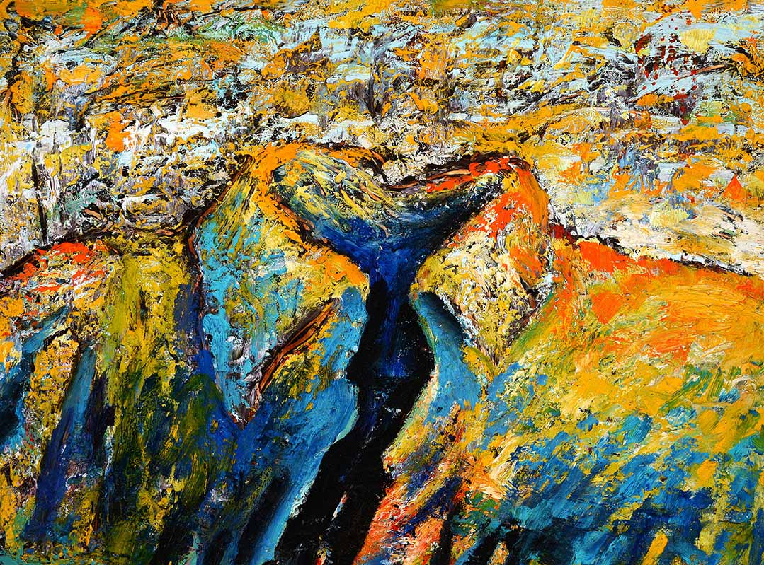 Pizzalandschaft, Ölfarbe auf Pizzakarton, 28.5 x 38.5cm, 2000/01 - 22