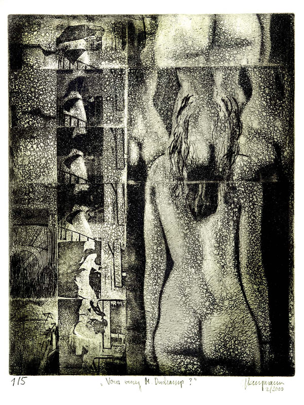 65 Paraphrase "Nu descendant un escalier", 20x25cm, 2000