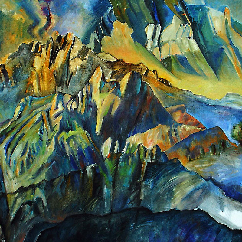6 Studie "Fraktus Mons 1", Kohle, ÖL LW, 100x100cm, 2017