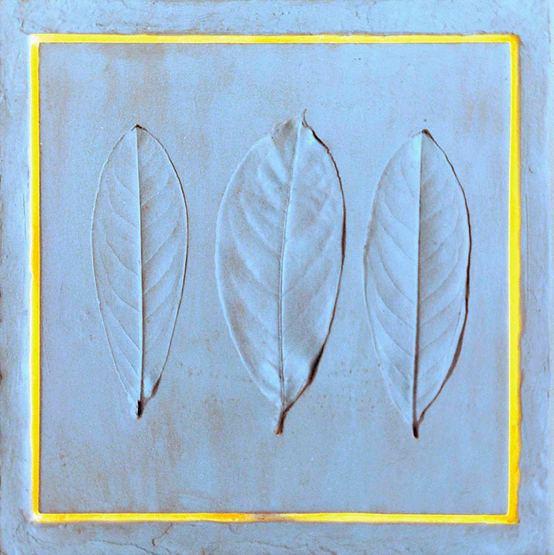 S2 3 "Daphne", Gipsrelief mit Glasfarbe bemalten Fluoreszenzlampen, 32 x 32 x 4,5cm, 1996