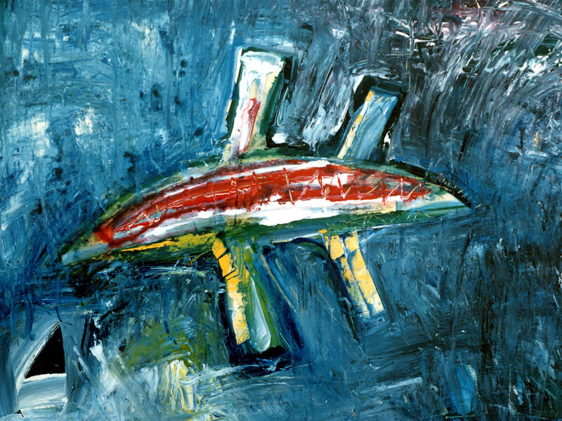 Signale & Stille / Weder Raum noch Zeit, Acryl auf Karton, 60 x 80cm, 1992 - 03