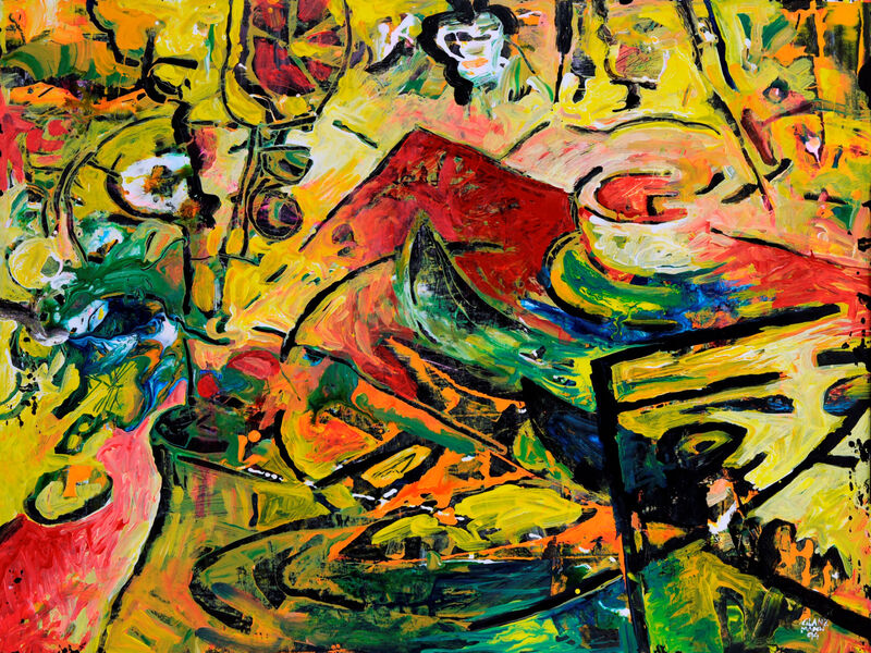 Signale & Stille / Weder Raum noch Zeit, Acryl auf Karton, 60 x 80cm, 1992 - 04