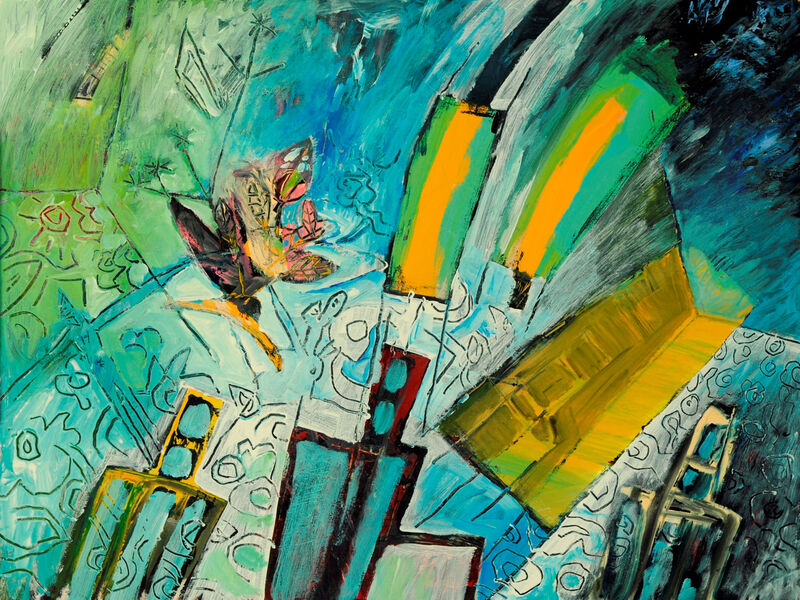 Signale & Stille /
Weder Raum noch Zeit, Acryl auf Karton, 60 x 80cm, 1992 - 05