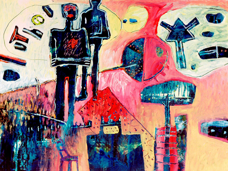 Signale & Stille /
Weder Raum noch Zeit, Acryl auf Karton, 60 x 80cm, 1992 - 06