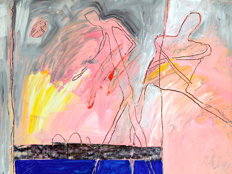 Signale & Stille /
Weder Raum noch Zeit, Acryl auf Karton, 60 x 80cm, 1992 - 08