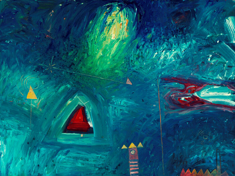 Signale & Stille /
Weder Raum noch Zeit, Acryl auf Karton, 60 x 80cm, 1992 - 12